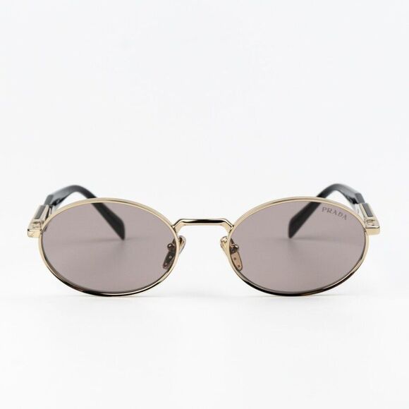 NEW Prada PR65ZS ZVN20I Pale Gold Purple Brown Oval Metal Unisex Sunglasses - Picture 3 of 11